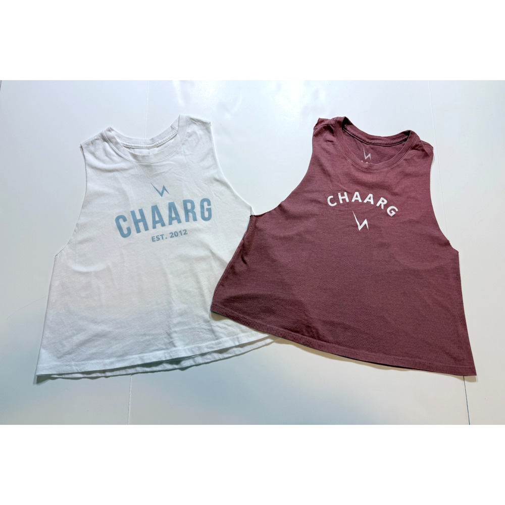 Chaarg Bundle of 2 Racer Back T-shirts White and Red Size M